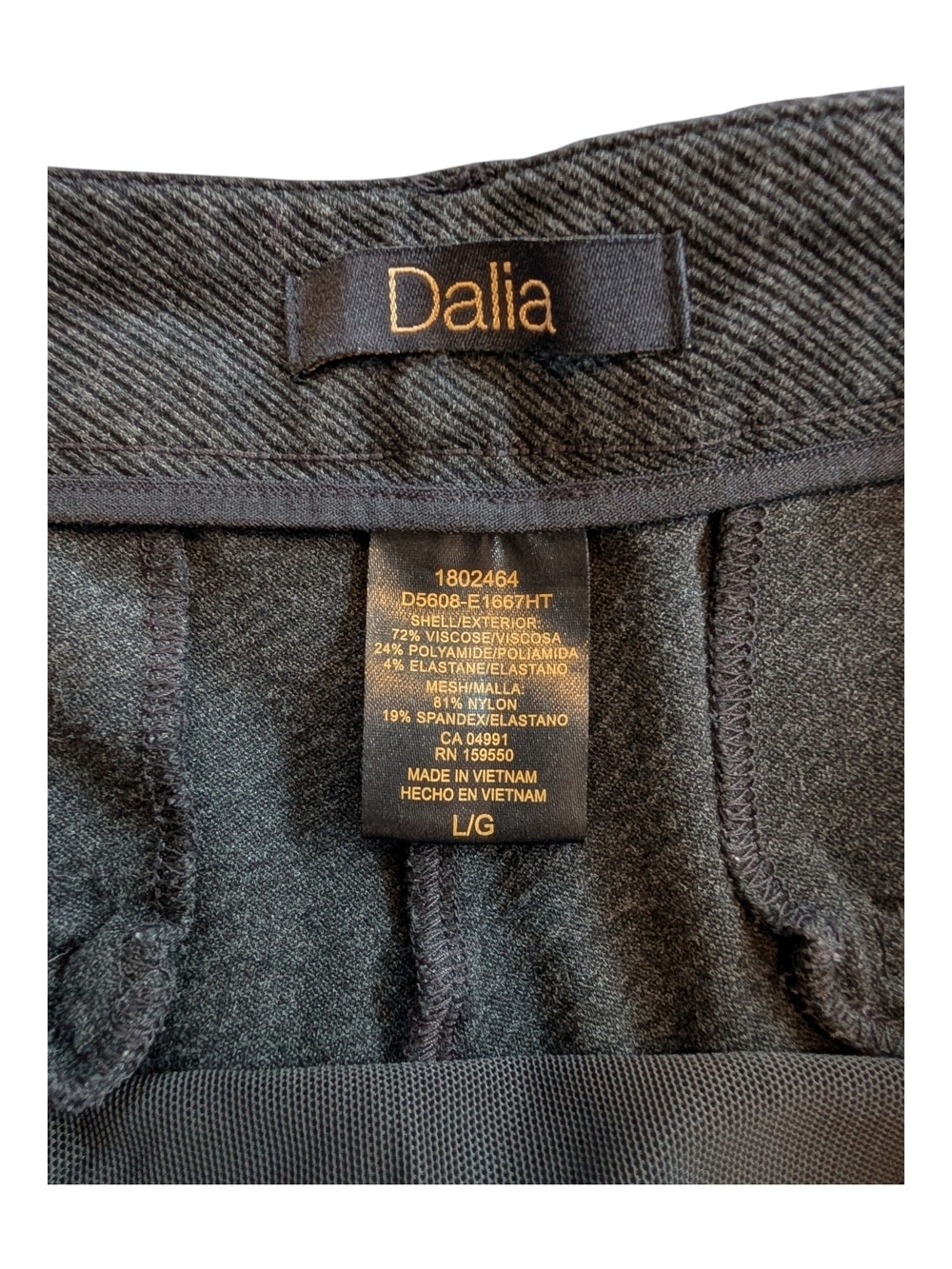 Dalia Charcoal Black Textured Pull-on Pointe Dress Pant - Picture 8 of 8